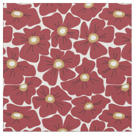 Tecido Padrão Floral de Grande Escala Vermelho Escuro