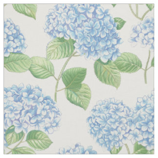 Tecido Padrão Floral de Hortênsia Azul Clássica