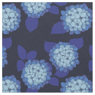 Tecido Padrão Floral de Hydrangeas Azuis do Hamptons Mari