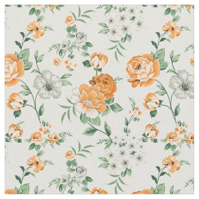 Tecido Padrão Floral de Jardim Amarelo Suave (Detalhe)