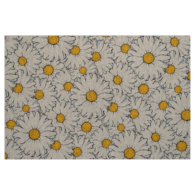 Tecido Padrão Floral de Margarida Branca Moderna (Fat Quarter)