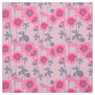 Tecido Padrão floral de poppy art cor-de-rosa-claro