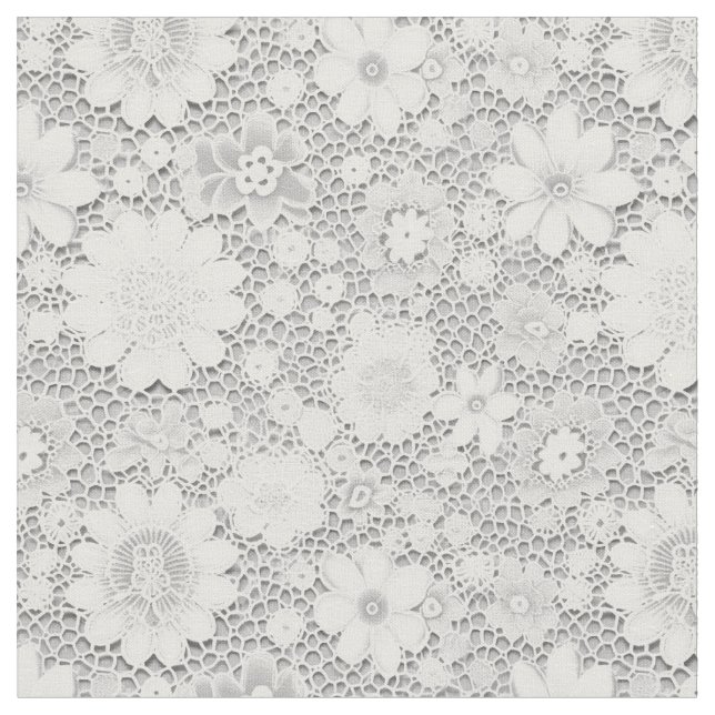 Tecido Padrão Floral de rendas brancas legante (Detalhe)