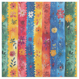 Tecido Padrão Floral De Stripe Bandido-Papel Picado