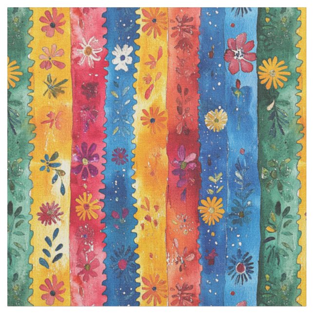 Tecido Padrão Floral De Stripe Bandido-Papel Picado (Detalhe)