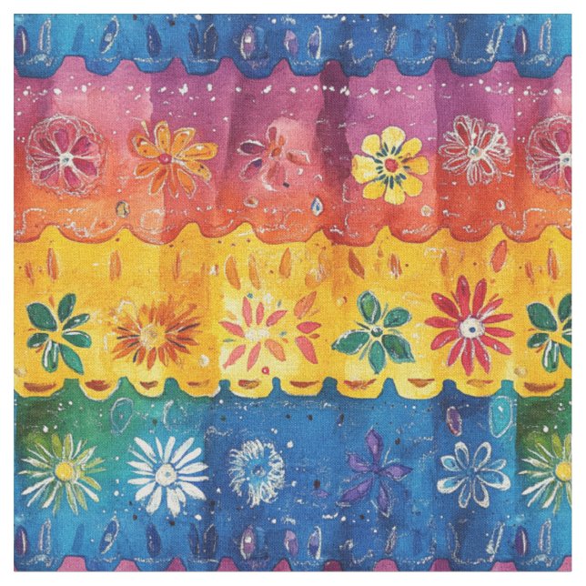 Tecido Padrão Floral de Stripe Escalado-Papel Picado (Detalhe)