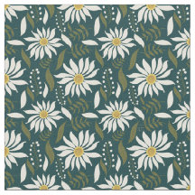 Padrão Floral de Teal Branco Daisy