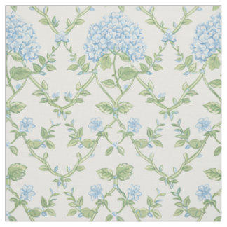 Tecido Padrão Floral de Treliça de Hortênsia Azul