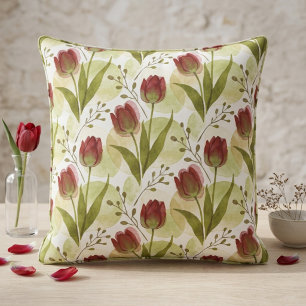 Tecido Padrão Floral de Tulipa Aquarela Rústica MH26