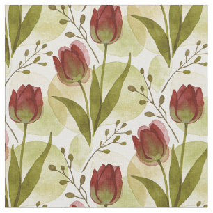 Tecido Padrão Floral de Tulipa Aquarela Rústica MH26