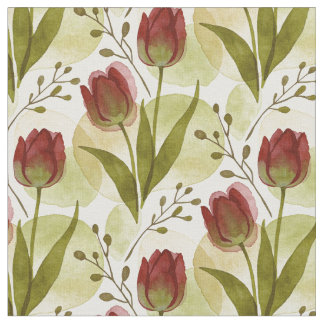 Tecido Padrão Floral de Tulipa Aquarela Rústica MH26