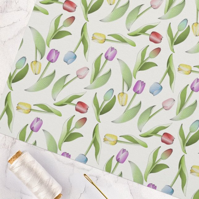Tecido Padrão Floral de Tulipa Colorida Moderna (Criador carregado)