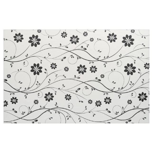 Tecido Padrão Floral Delicado Branco e Preto (Fat Quarter)