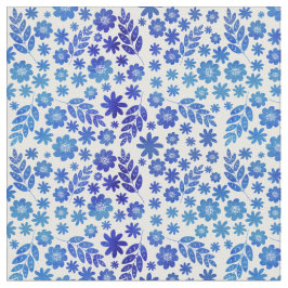 Tecido Padrão Floral Desenhado da Mão Azul na China