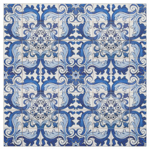 Tecido Padrão Floral do Azulejo Vintage Azulejo