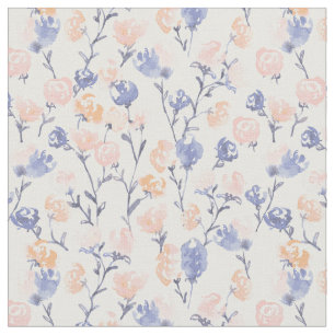 Tecido Padrão Floral em Aquarela Rosa e Roxo