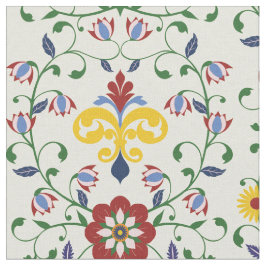 Tecido Padrão Floral Escandinavo Rosemaling Nórdico