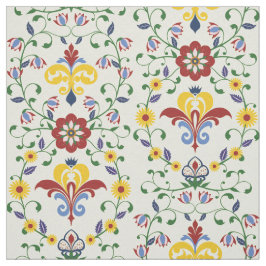 Tecido Padrão Floral Escandinavo Rosemaling Nórdico
