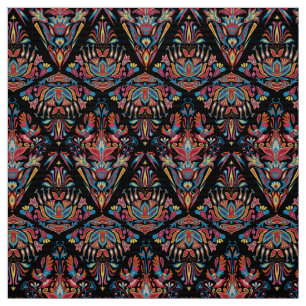 Tecido Padrão floral geométrico colorido brilhante
