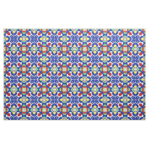 Tecido Padrão Floral Geométrico Colorido Inspirado