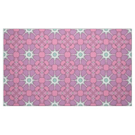 Tecido Padrão floral geométrico em tons de rosa e verde