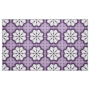 Tecido Padrão floral geométrico roxo e branco