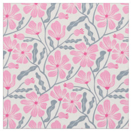 Tecido Padrão Floral Moderno do Meio século Rosa