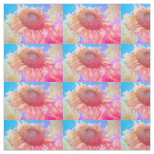 Tecido Padrão Floral Molar Amarelo Cor-de-Rosa Azul