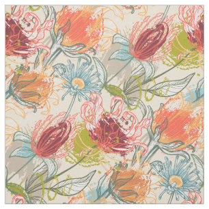 Tecido Padrão Floral Multicolor African Abstrato