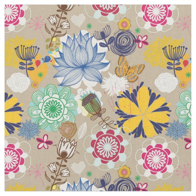 Tecido Padrão floral no estilo retro 3 (Detalhe)
