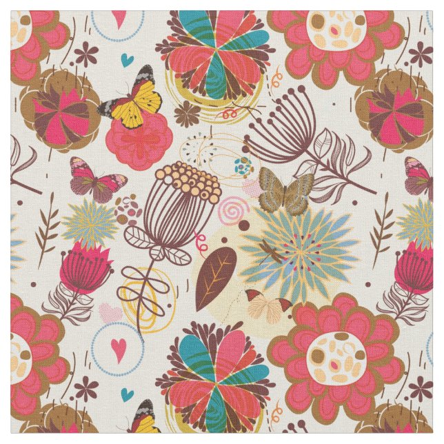 Tecido Padrão floral no estilo retro 4 (Detalhe)