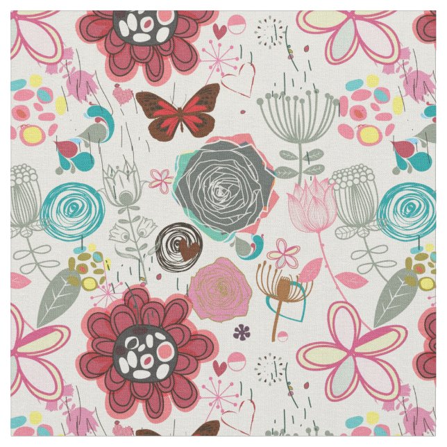 Tecido Padrão floral no estilo retrô 5 (Detalhe)