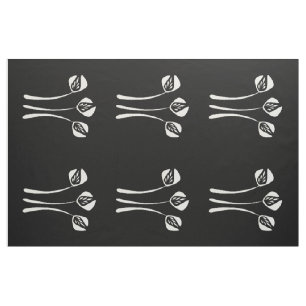 Tecido Padrão Floral Preto Branco abstrato Art Deco