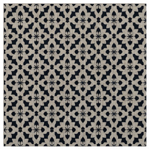 Tecido Padrão Floral Preto e Branco Geométrico
