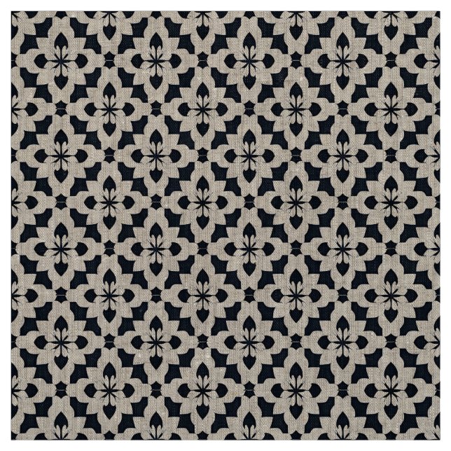 Tecido Padrão Floral Preto e Branco Geométrico (Modelo)