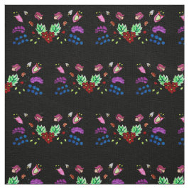 Tecido Padrão Floral Preto Ojibwe