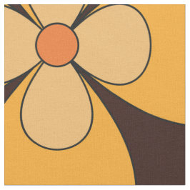 Tecido Padrão floral retrô groovy amarelo e laranja
