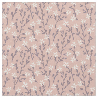 Tecido Padrão floral retrô no estilo boho. Sakura rosa.