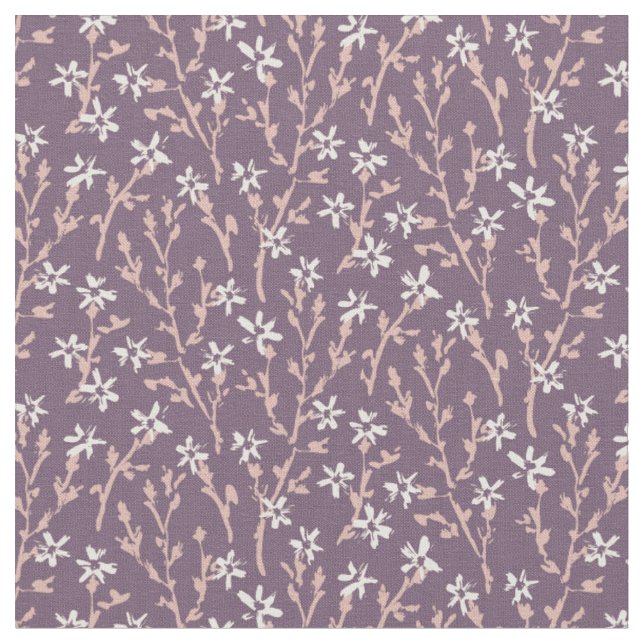 Tecido Padrão floral retrô no estilo boho. Sakura rosa. (Detalhe)