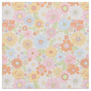 Tecido Padrão Floral Retroativo