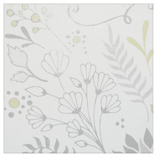 Tecido Padrão Floral Russo Amarelo e Cinza