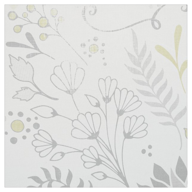 Tecido Padrão Floral Russo Amarelo e Cinza (Modelo)