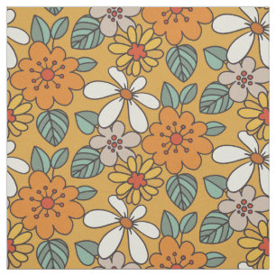 Tecido Padrão Floral Simples Retro