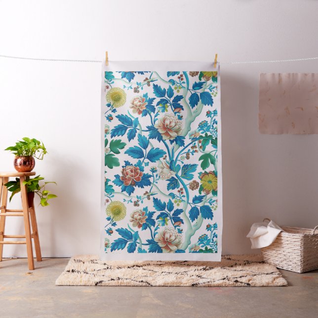 Tecido Padrão Floral Tradicional de Chinoiserie Colorida (In Situ)