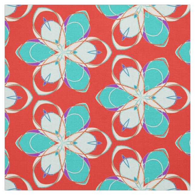 Tecido Padrão Floral Tropical Vermelho (Modelo)