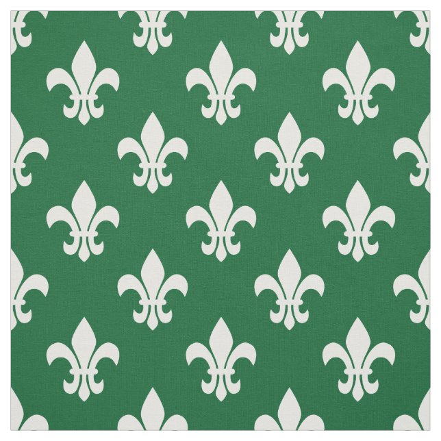 Tecido Padrão Florestal Verde, Flor Branco De Lis (Modelo)