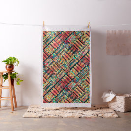 Tecido Padrão Geométrico Abstrato Amarelo Laranja