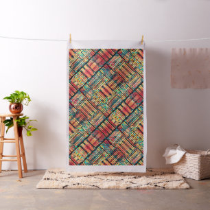 Tecido Padrão Geométrico Abstrato Amarelo Laranja