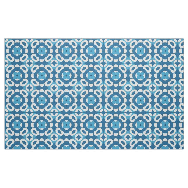 Tecido Padrão Geométrico Abstrato Azul e Branco (Fat Quarter)