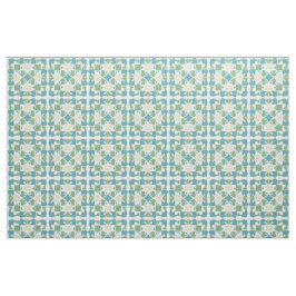 Tecido Padrão Geométrico Abstrato em Verde e Azul